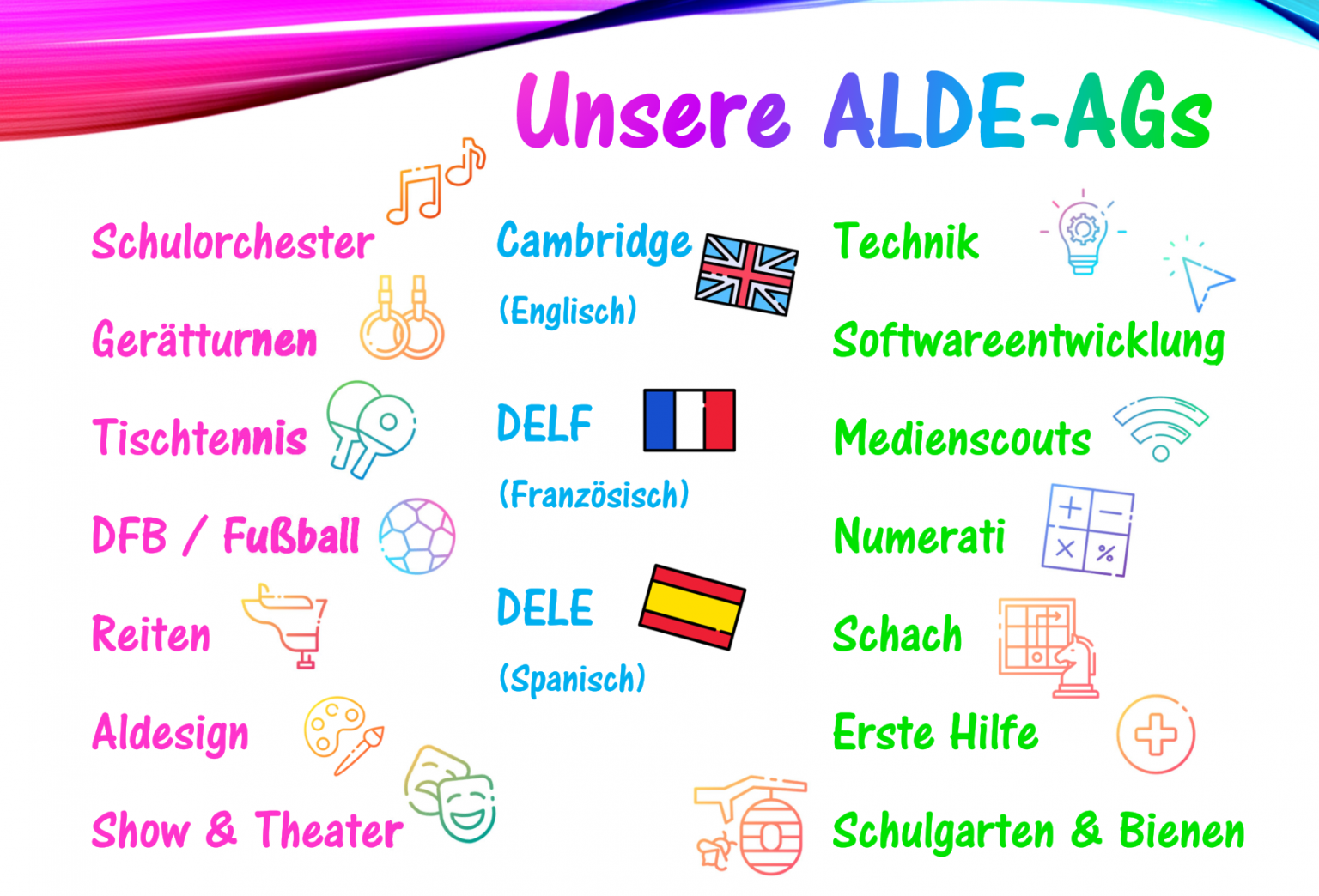 Die Alde-AGs 2025/26 – Europaschule Aldegrever-Gymnasium Soest